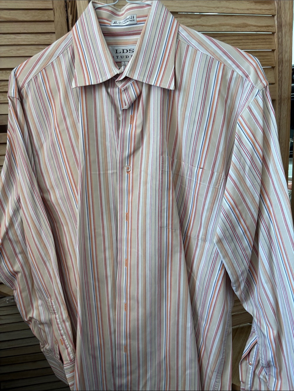LDS Men's Stripe Button-Up Shirt 16 1/2